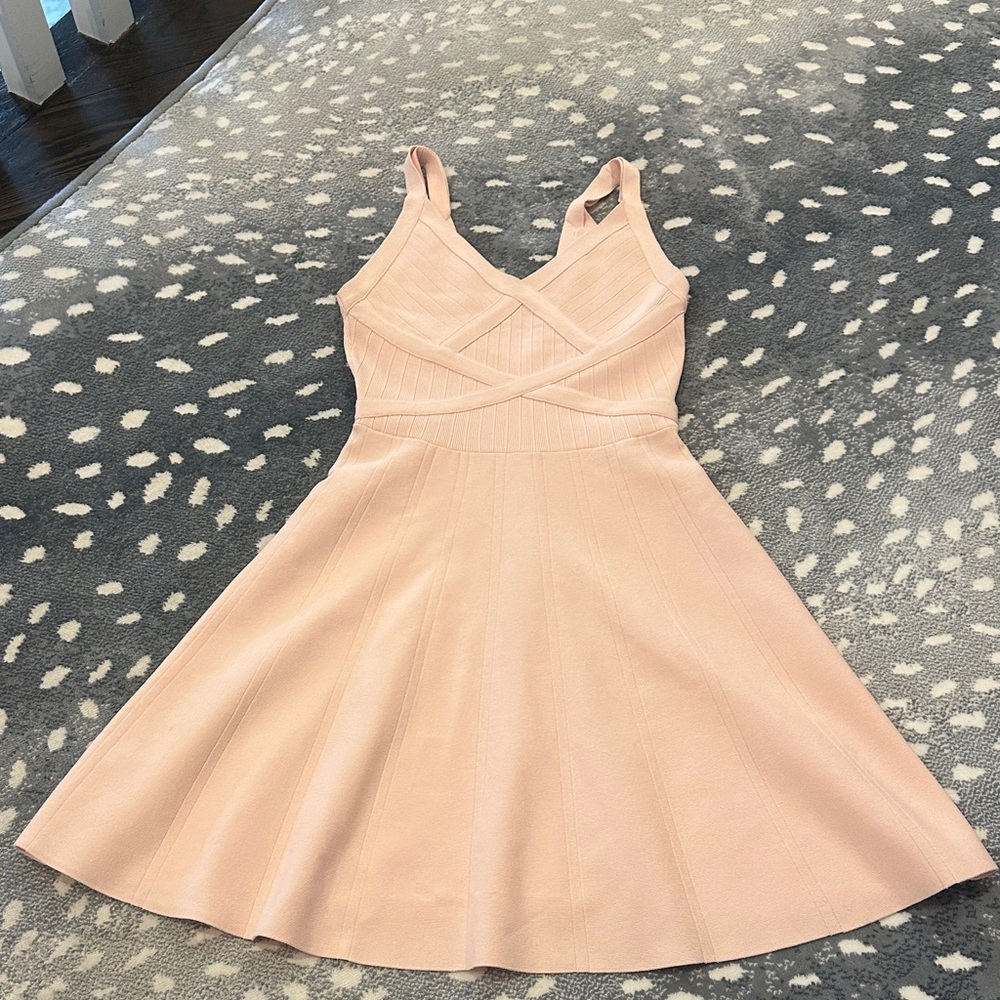 Guess Blush Pink Fit-and-Flare Mini Dress
